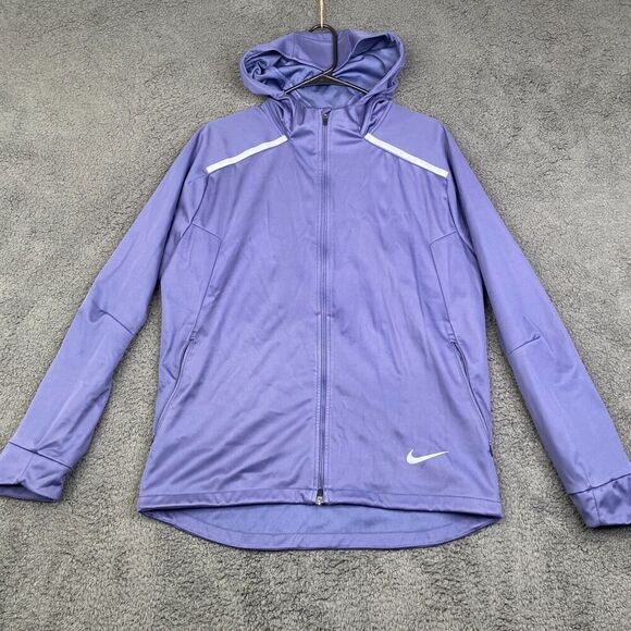 Nike Mens Hooded Shield Medium BV4880-557 Blue Running Jacket Full Zip - Picture 1 of 11